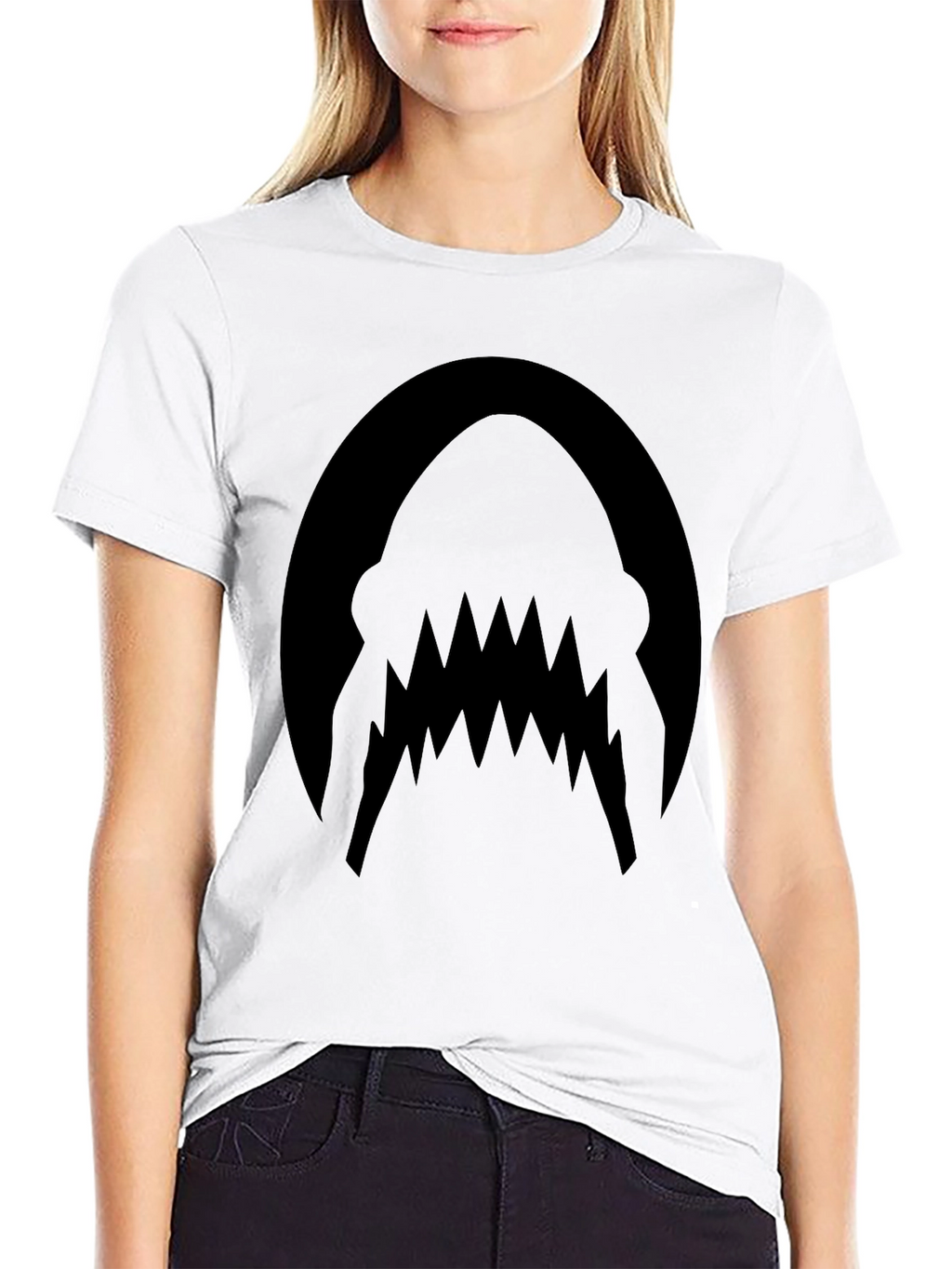Mens Black Shark Teeth Graphic Tee
