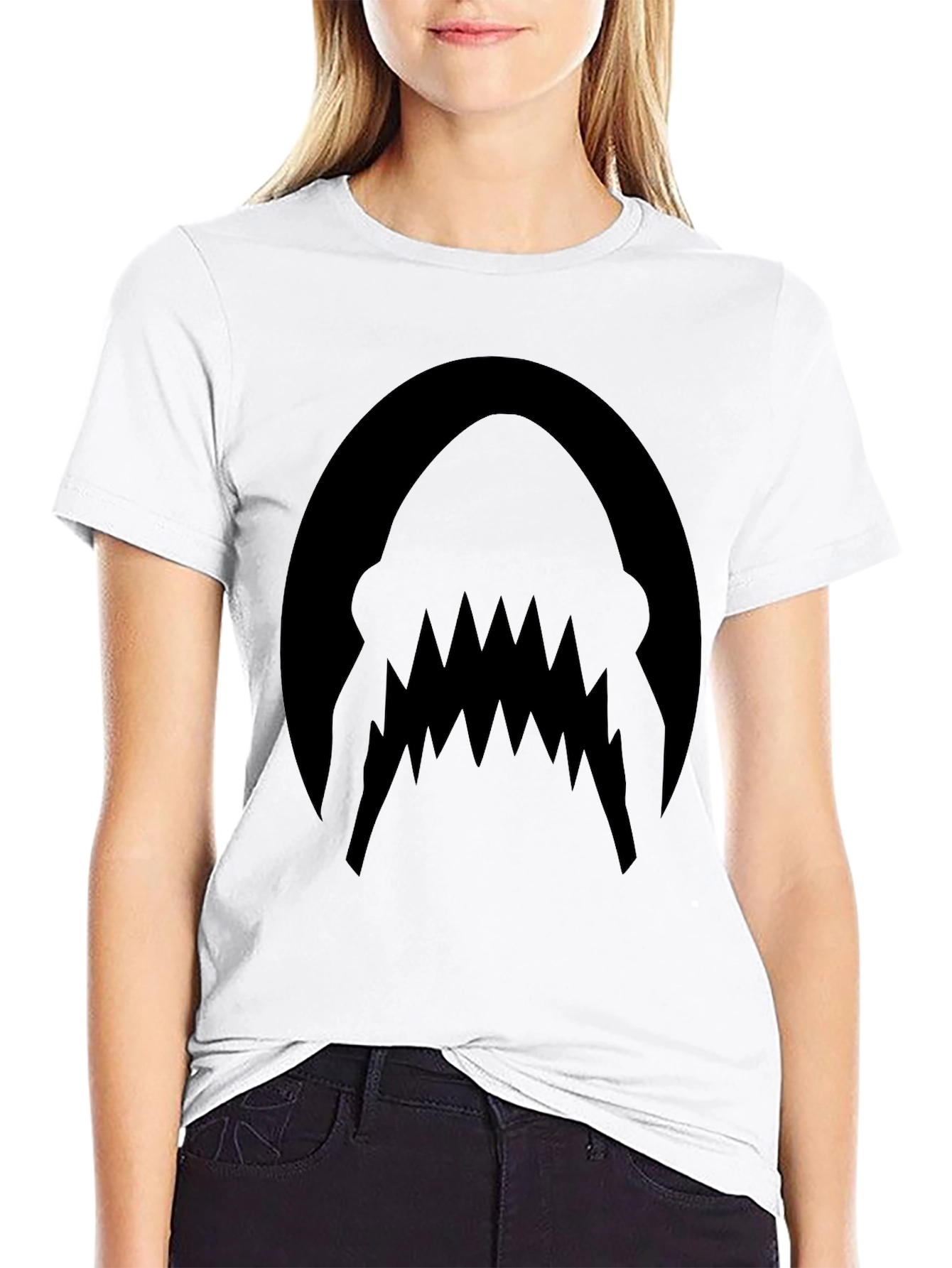 Mens Black Shark Teeth Graphic Tee