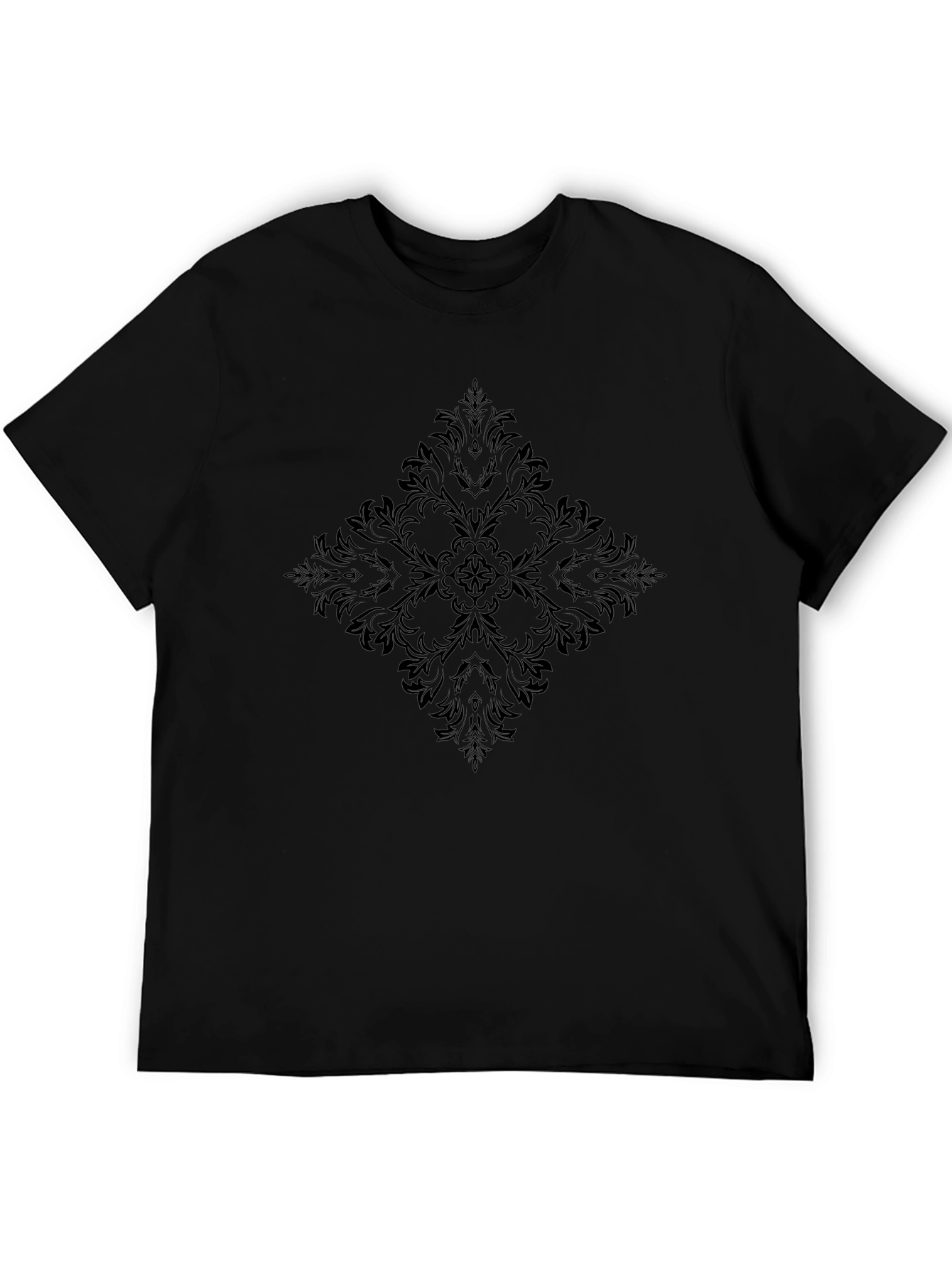 Black T-Shirt with Dark Floral Design