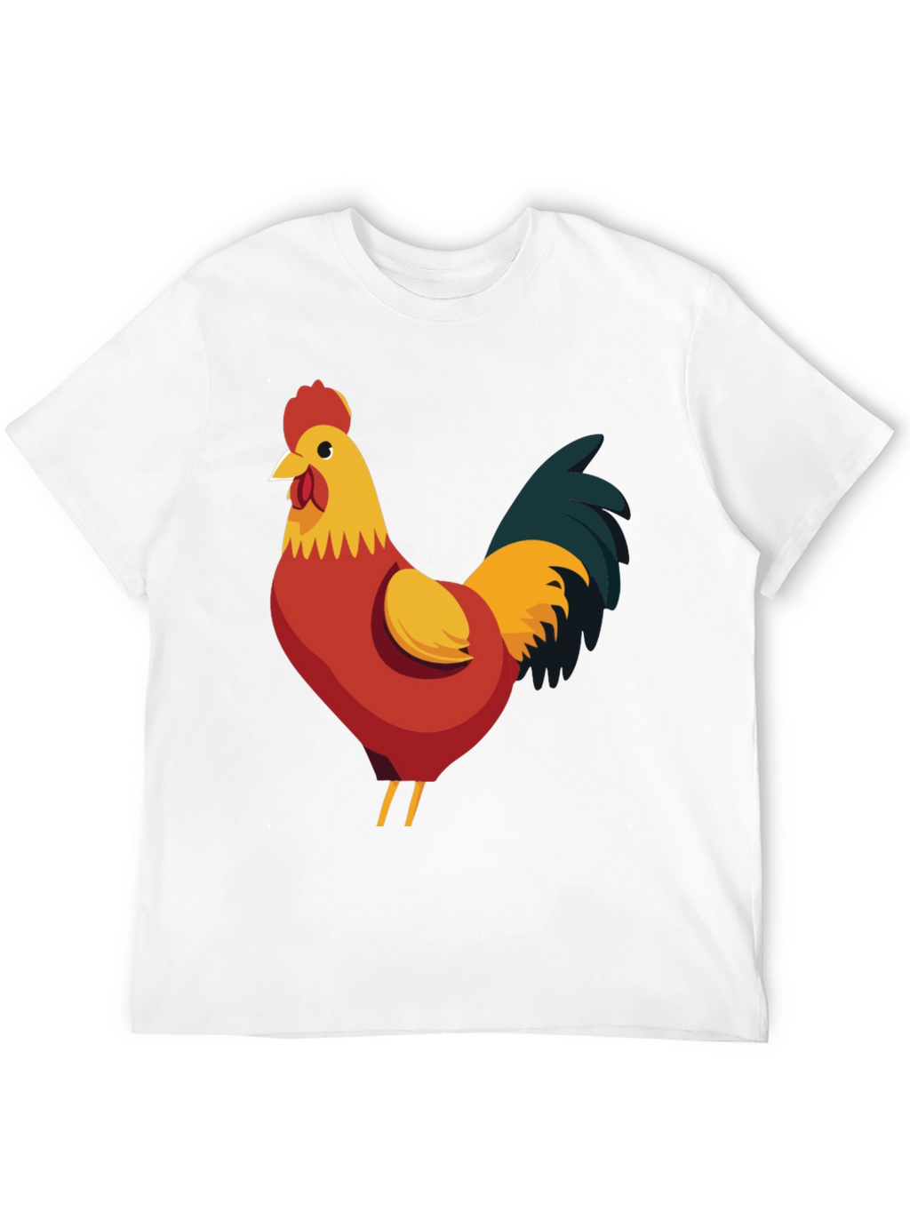 Rooster Graphic Tee - Black Cotton T-Shirt