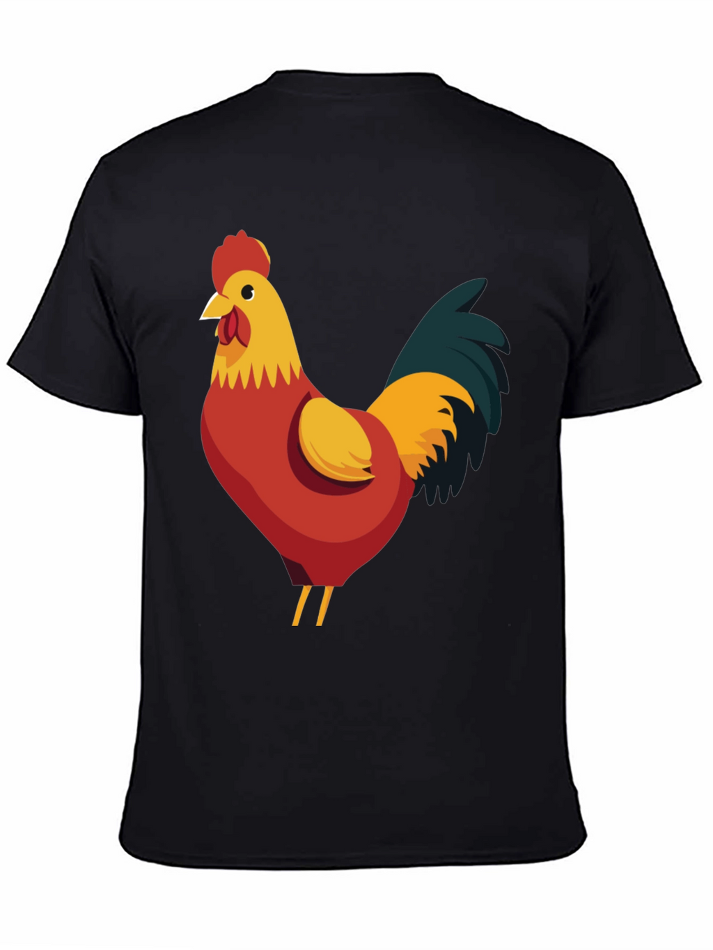 Rooster Graphic Tee - Black Cotton T-Shirt