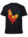 Rooster Graphic Tee - Black Cotton T-Shirt