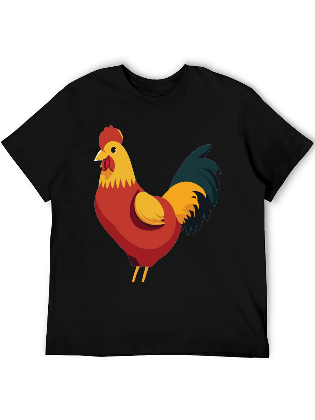Rooster Graphic Tee - Black Cotton T-Shirt