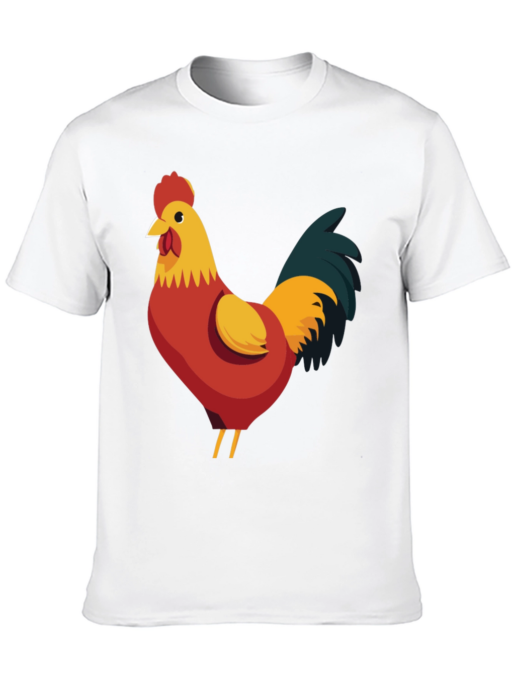 Rooster Graphic Tee - Black Cotton T-Shirt