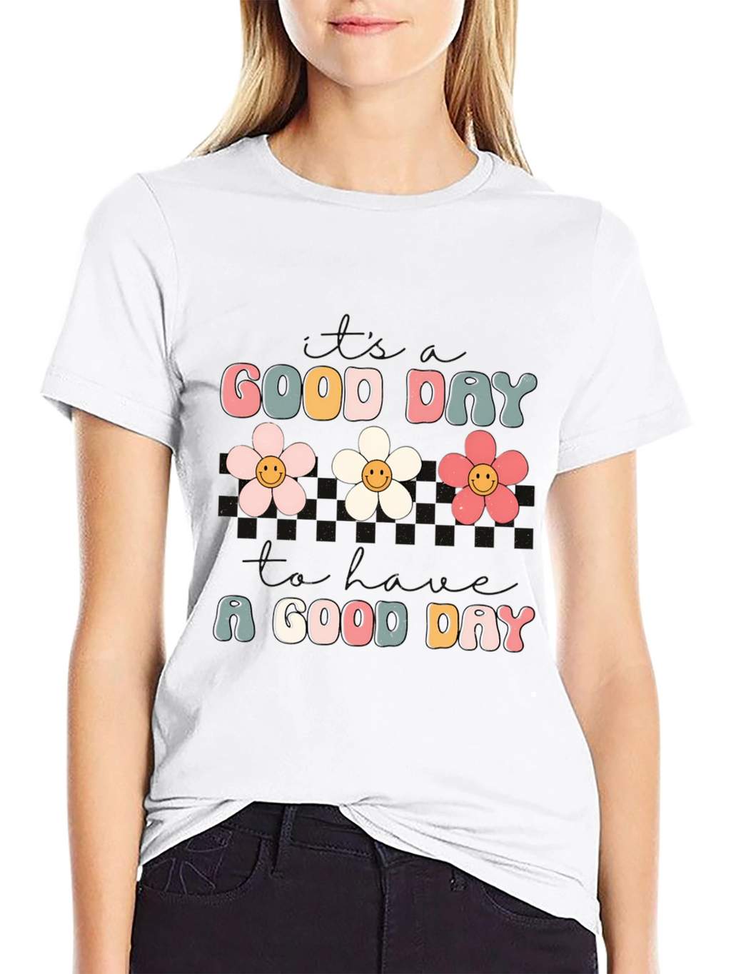 Good Day Flower Graphic Tee - Trendy Comfort