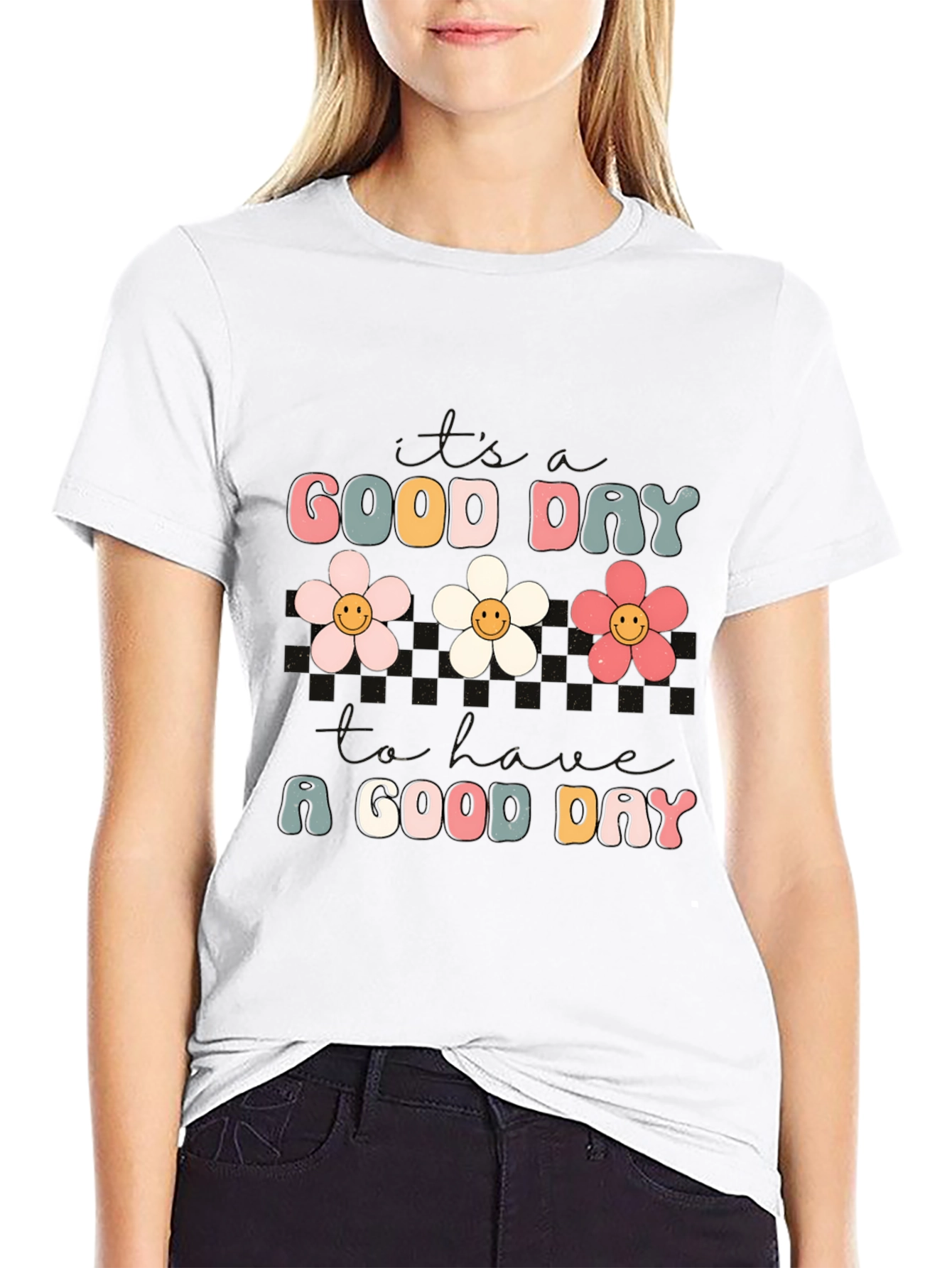 Good Day Flower Graphic Tee - Trendy Comfort