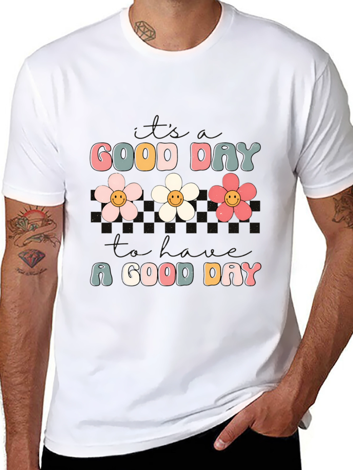 Good Day Flower Graphic Tee - Trendy Comfort