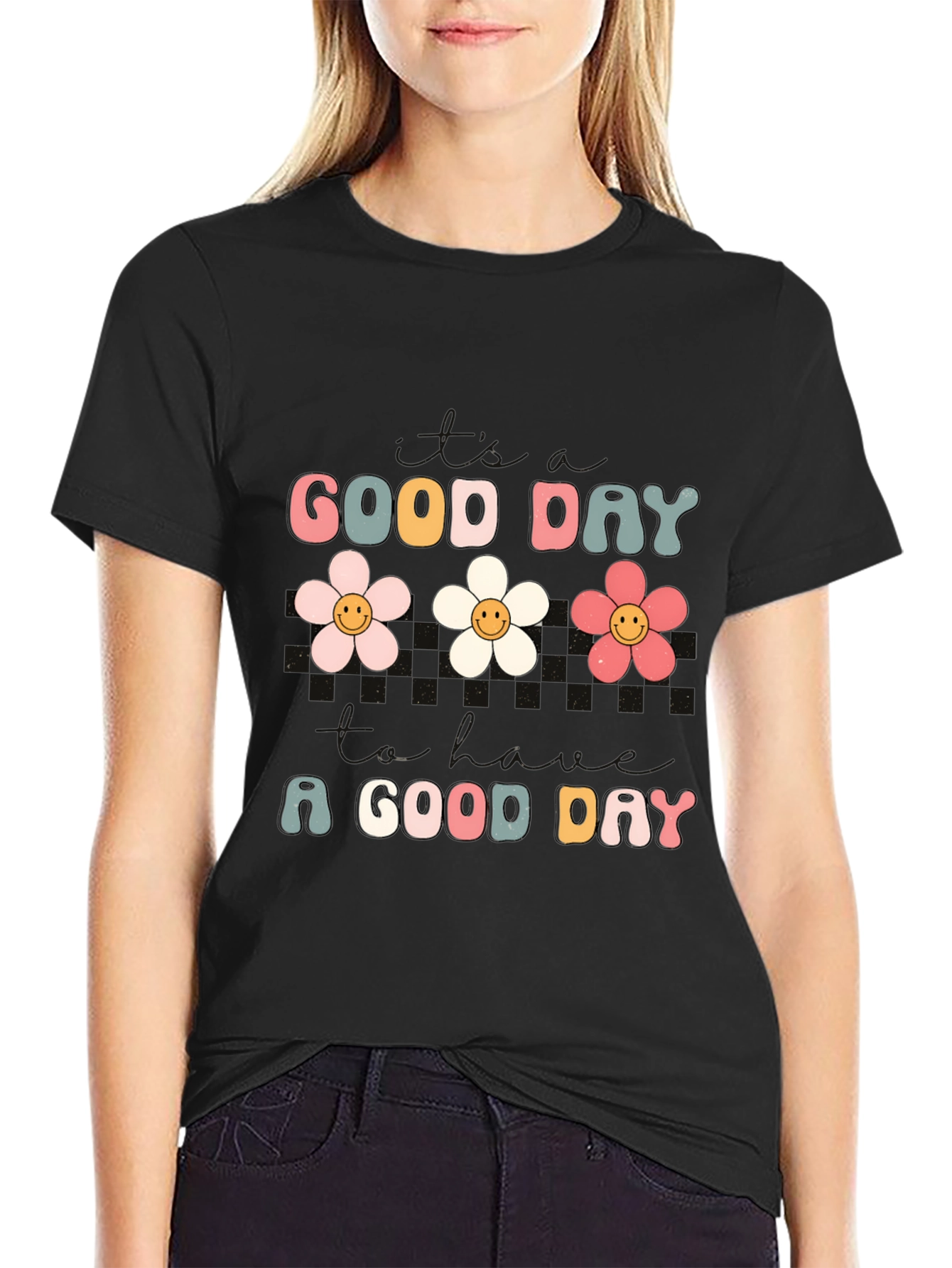 Good Day Flower Graphic Tee - Trendy Comfort