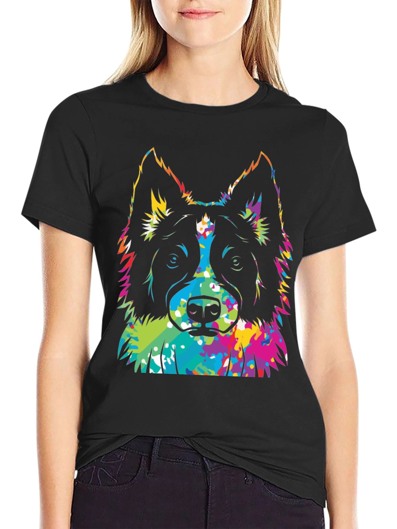 Colorful Dog Graphic T-Shirt – Vibrant Dog Lover Statement Tee