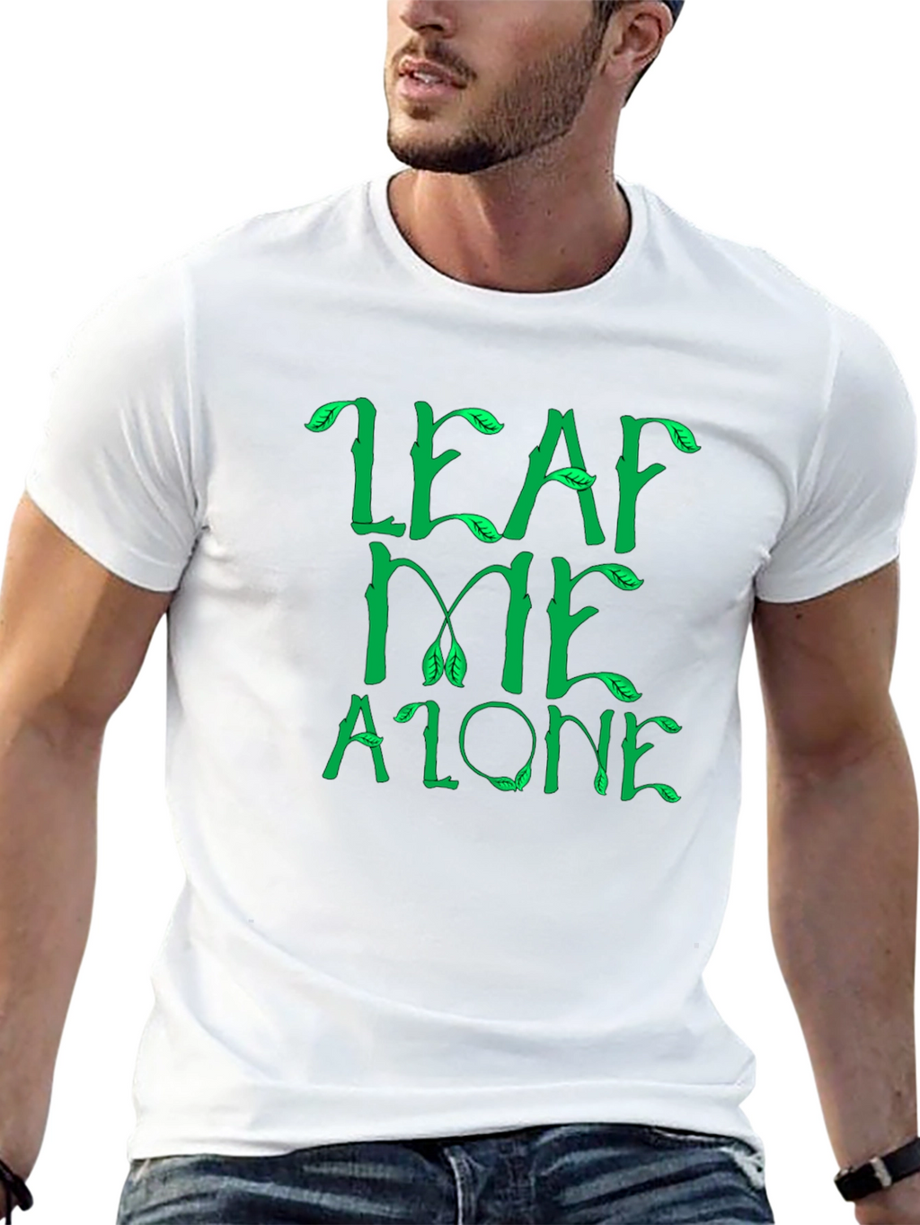 Leaf Me Alone Graphic Tee - Black Cotton T-Shirt