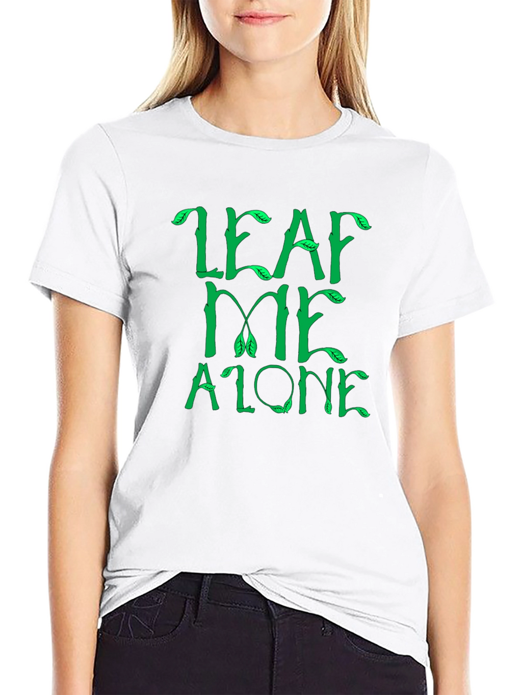 Leaf Me Alone Graphic Tee - Black Cotton T-Shirt