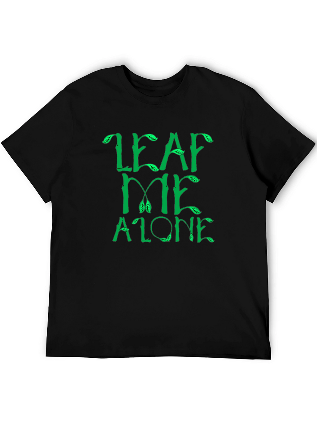 Leaf Me Alone Graphic Tee - Black Cotton T-Shirt