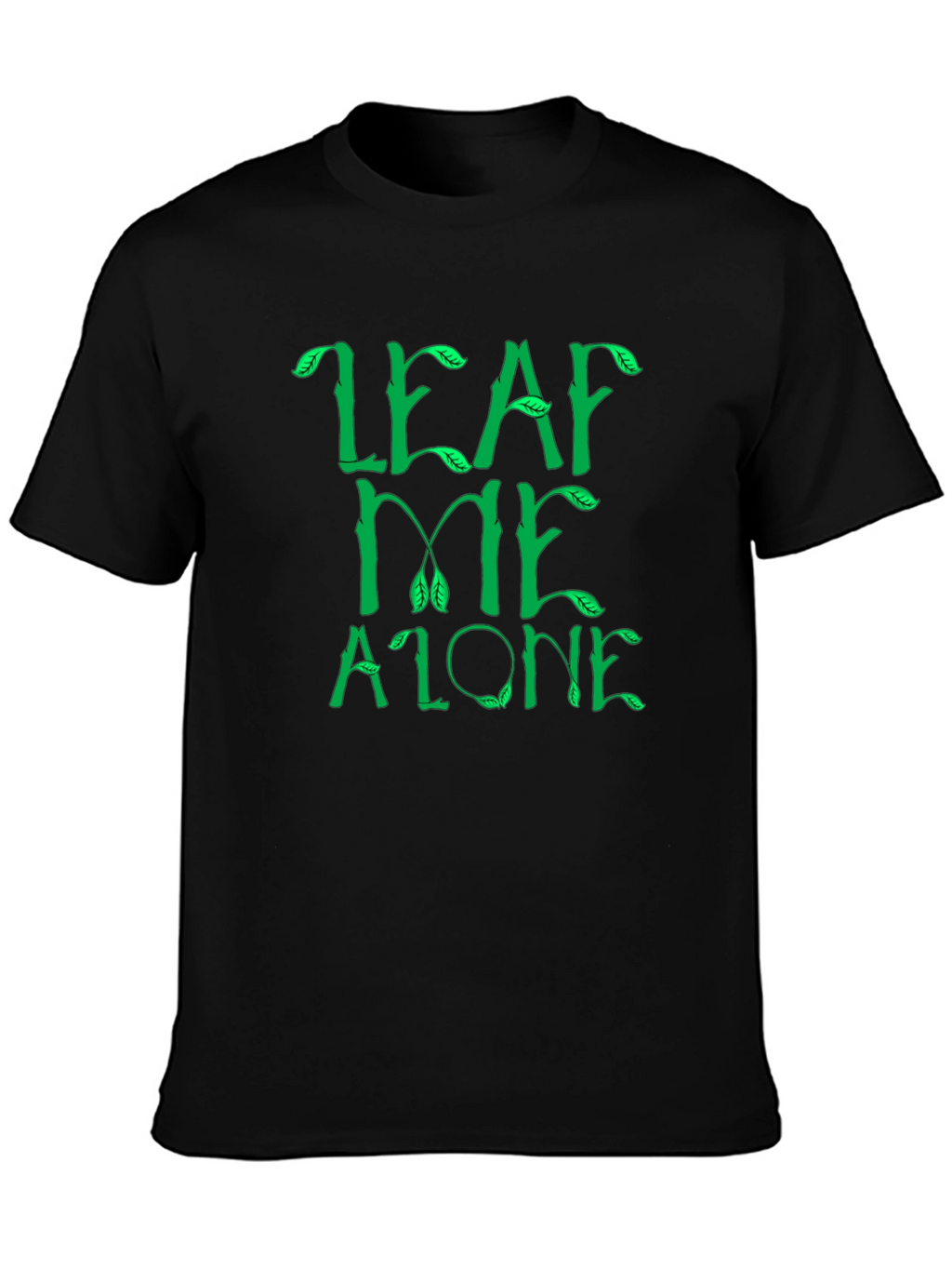 Leaf Me Alone Graphic Tee - Black Cotton T-Shirt