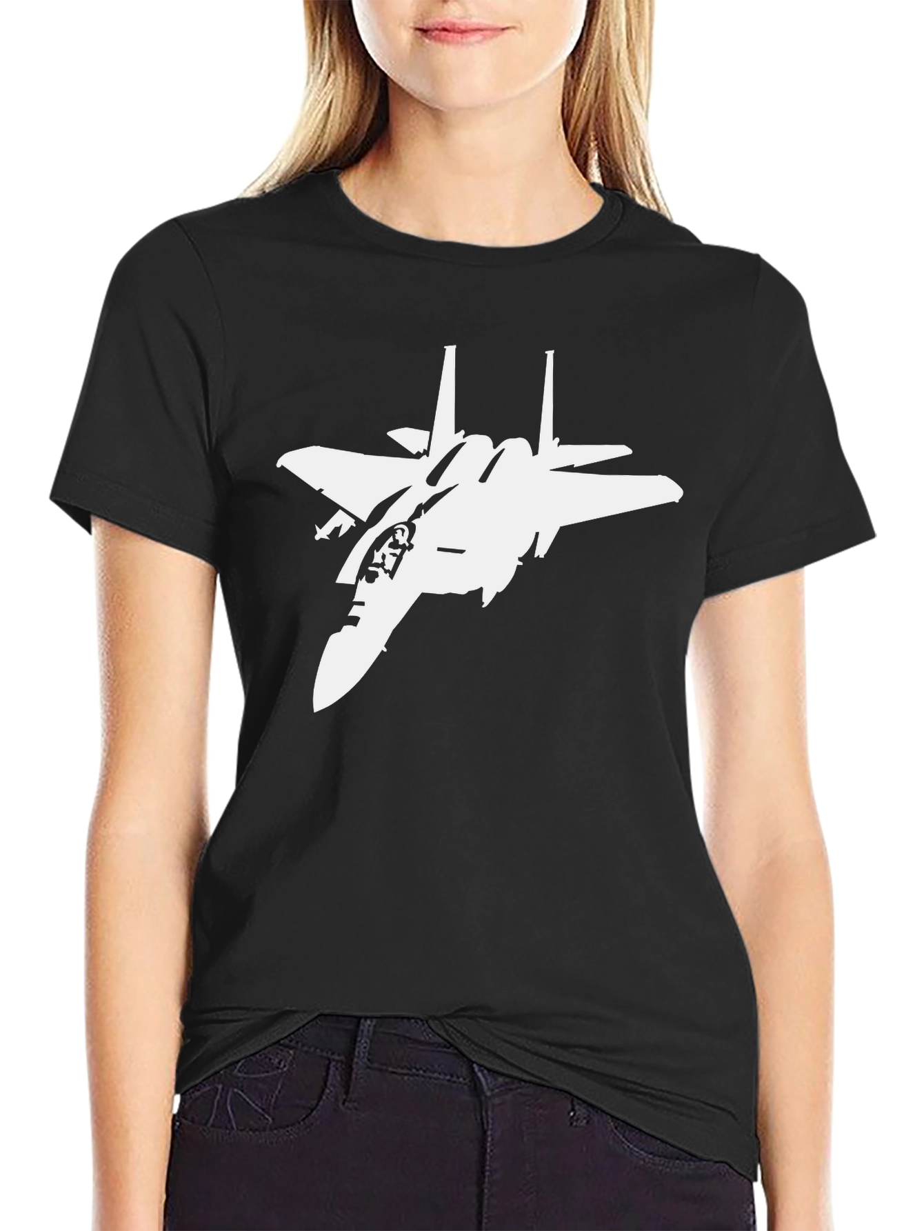Jet Fighter Graphic T-Shirt - Black
