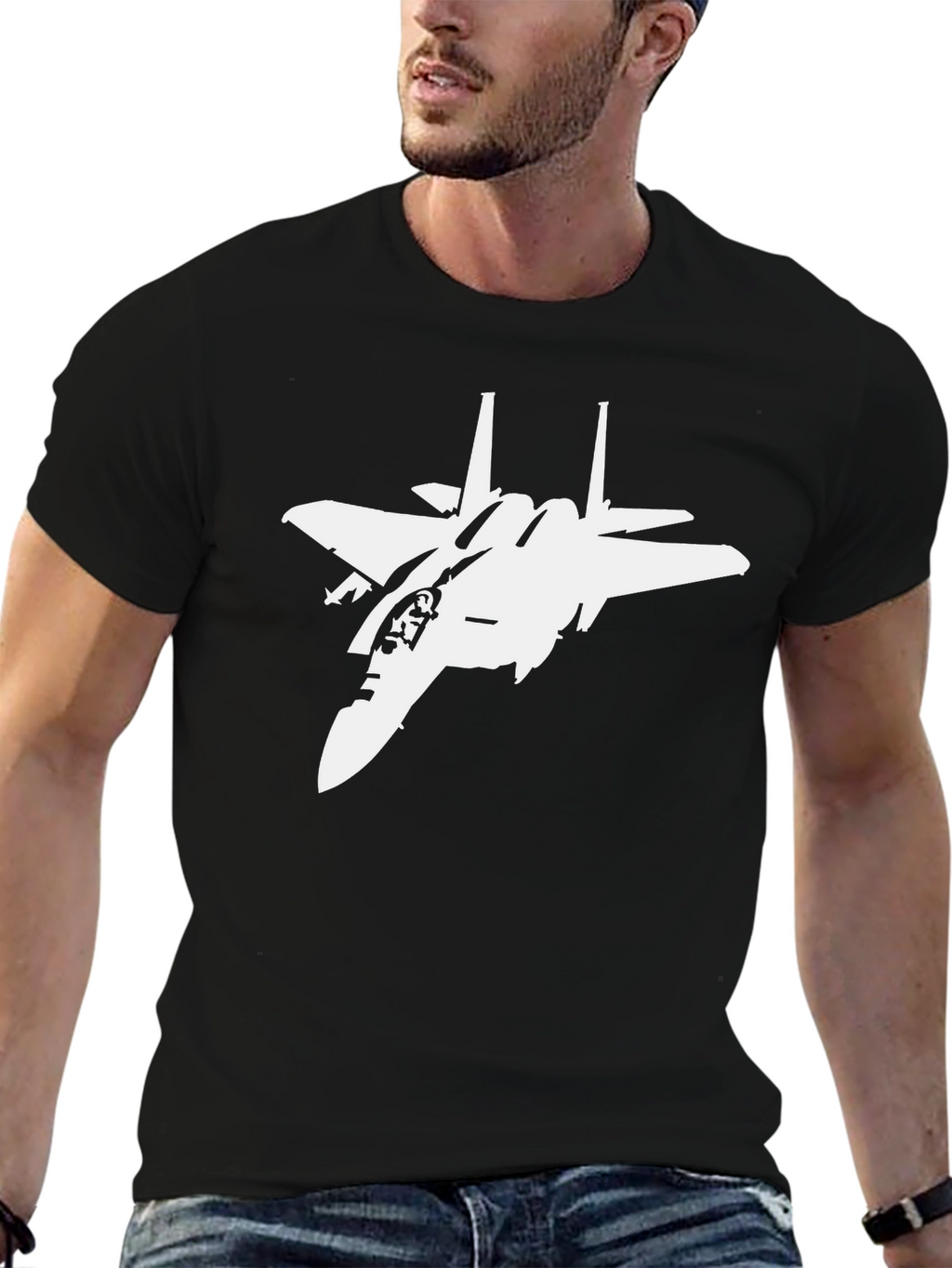 Jet Fighter Graphic T-Shirt - Black