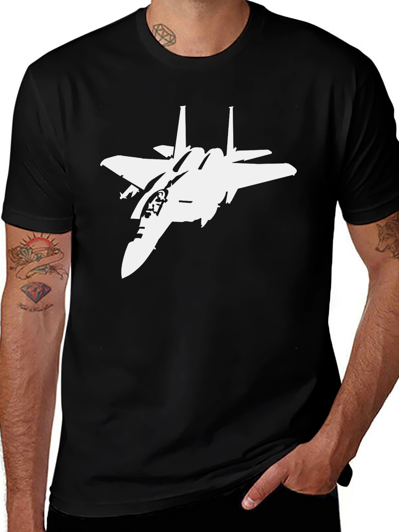 Jet Fighter Graphic T-Shirt - Black