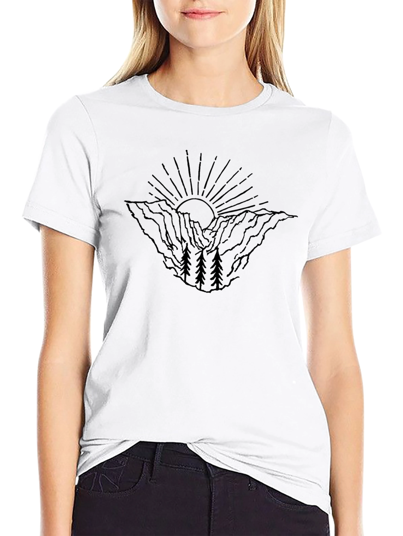 Mens Mountain & Sun Graphic Tee - Black
