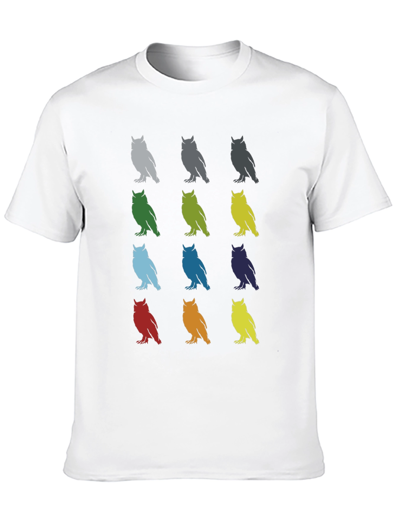 Colorful Owl Pattern Tee - Unique Graphic T-Shirt