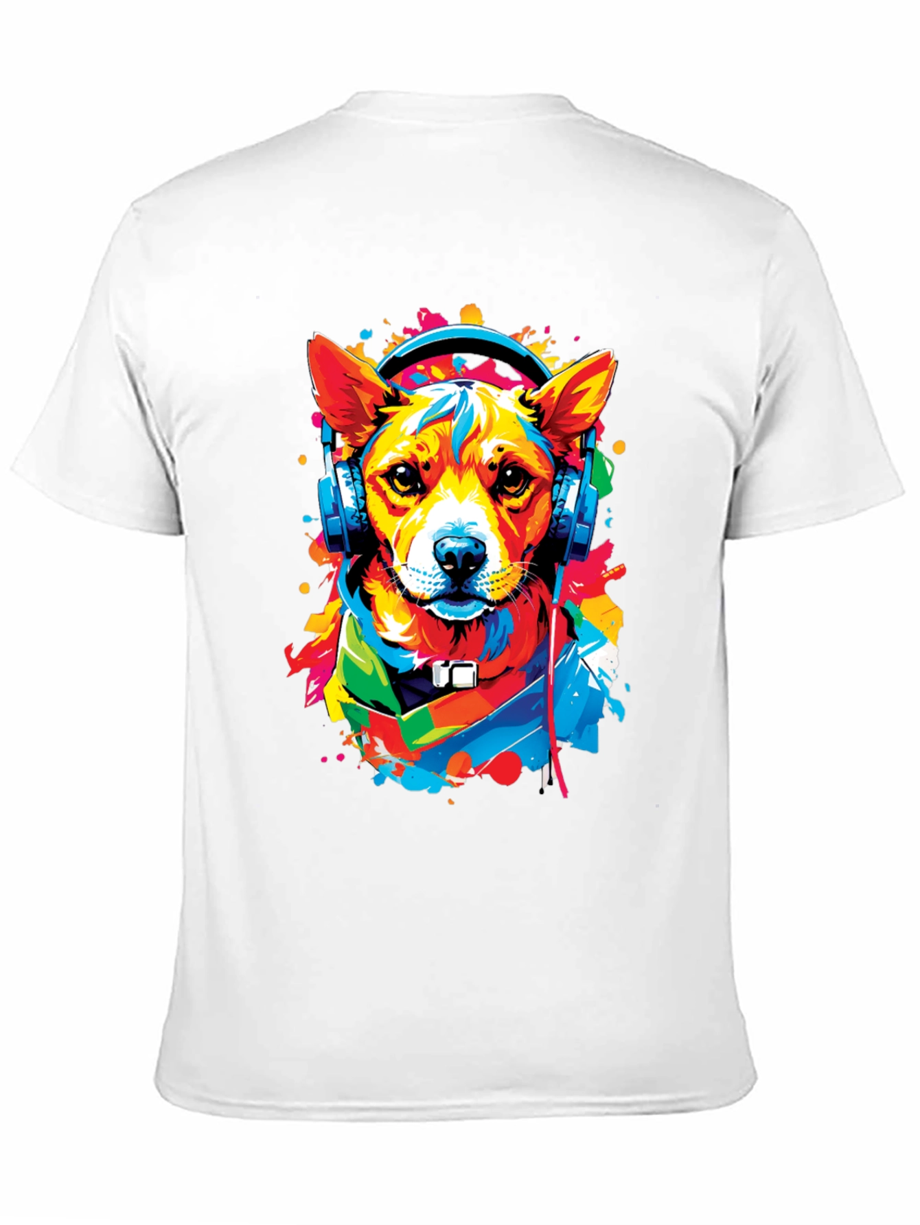 Dog in Headphones Graphic Tee - Trendy Style