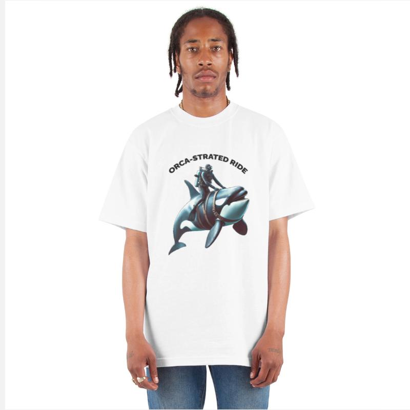 Vintage SCUBA Diver Riding a Big Killer Whale URM