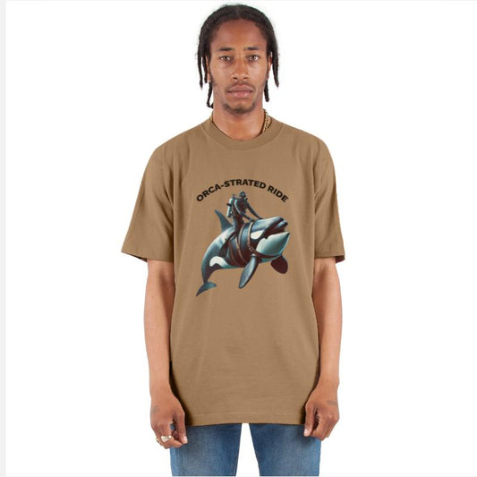 Vintage SCUBA Diver Riding a Big Killer Whale URM