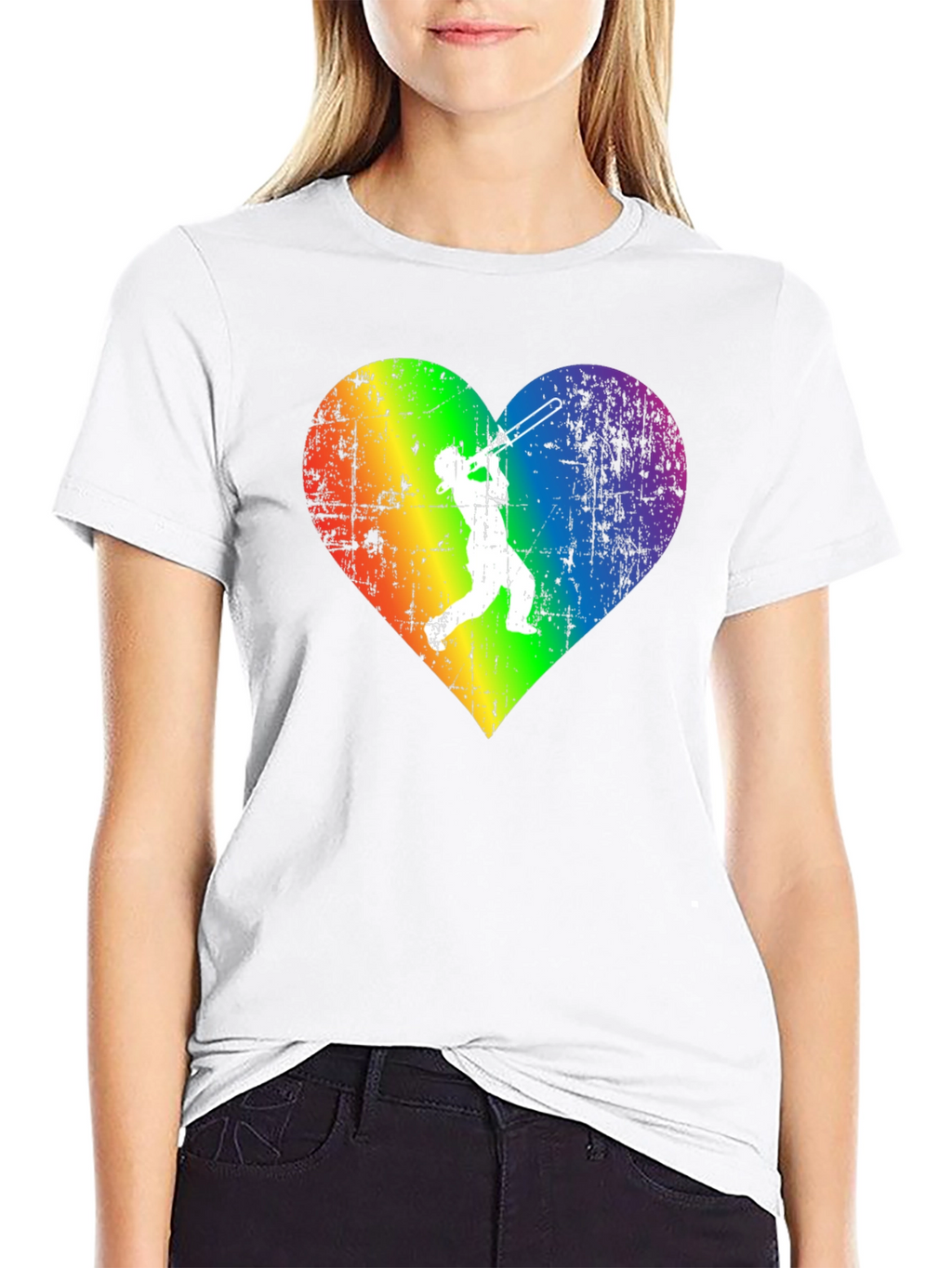 Rainbow Heart Trombone Player T-Shirt