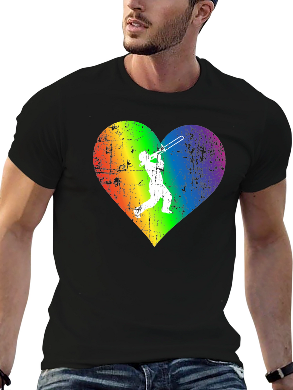 Rainbow Heart Trombone Player T-Shirt