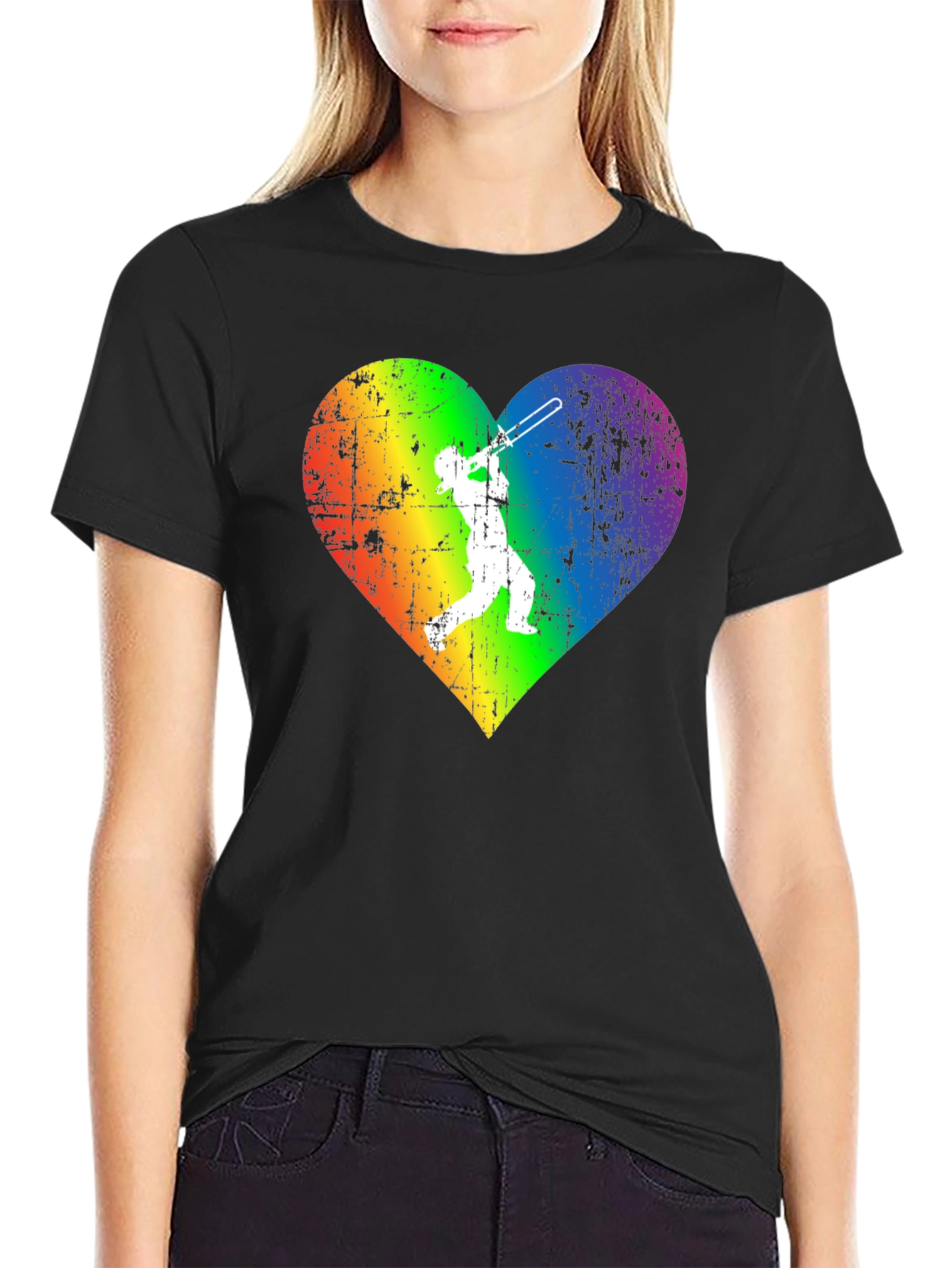 Rainbow Heart Trombone Player T-Shirt
