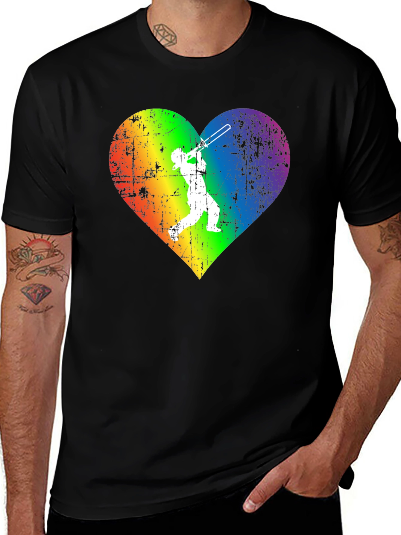 Rainbow Heart Trombone Player T-Shirt