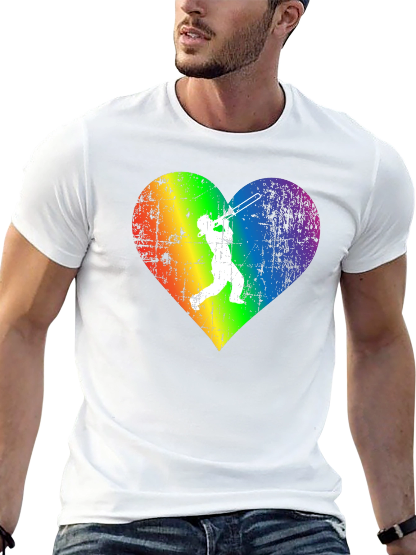 Rainbow Heart Trombone Player T-Shirt