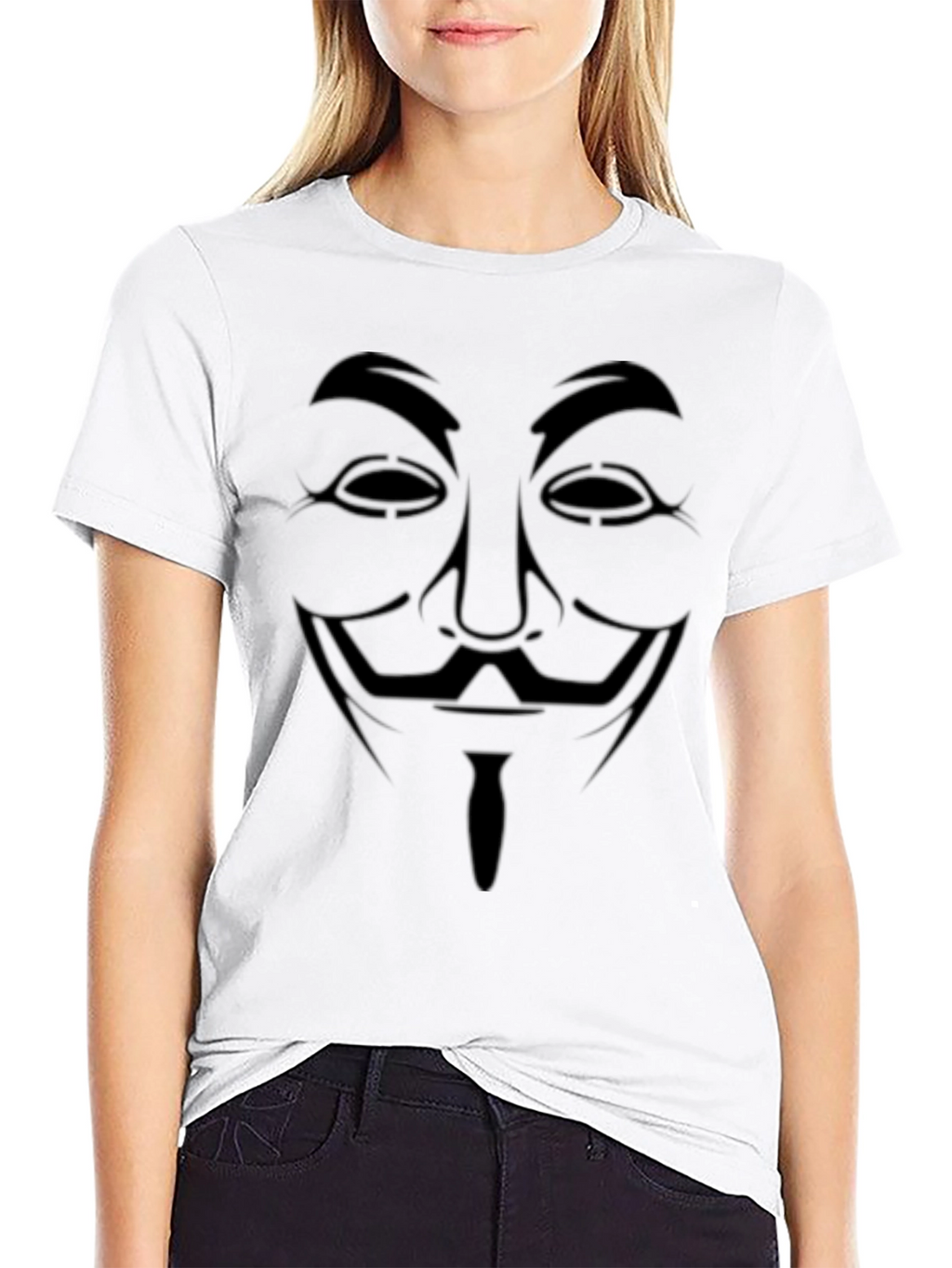 Anonymous Guy Fawkes Mask Graphic T-Shirt - Black
