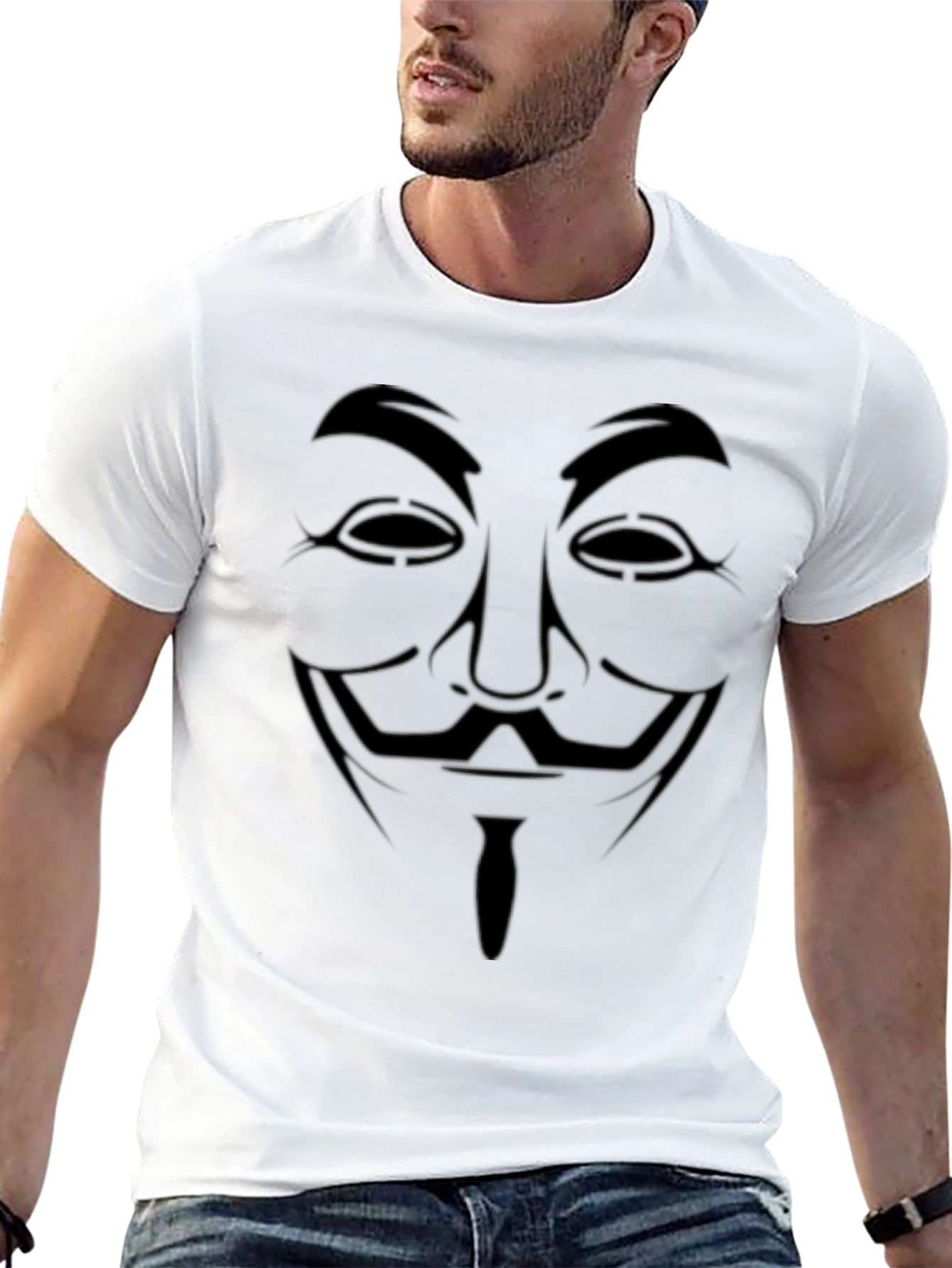 Anonymous Guy Fawkes Mask Graphic T-Shirt - Black