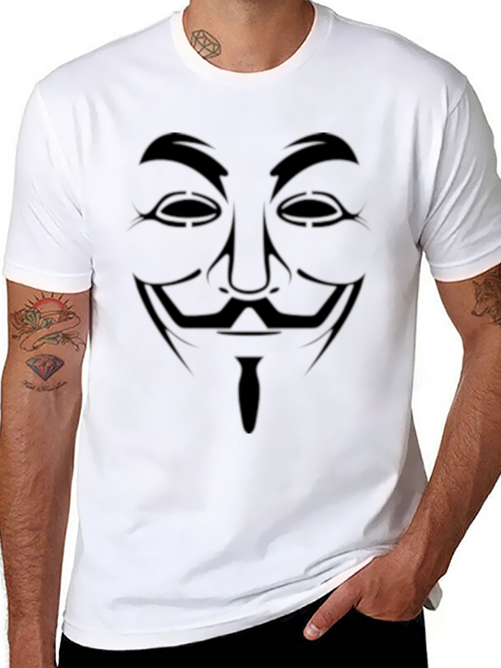 Anonymous Guy Fawkes Mask Graphic T-Shirt - Black