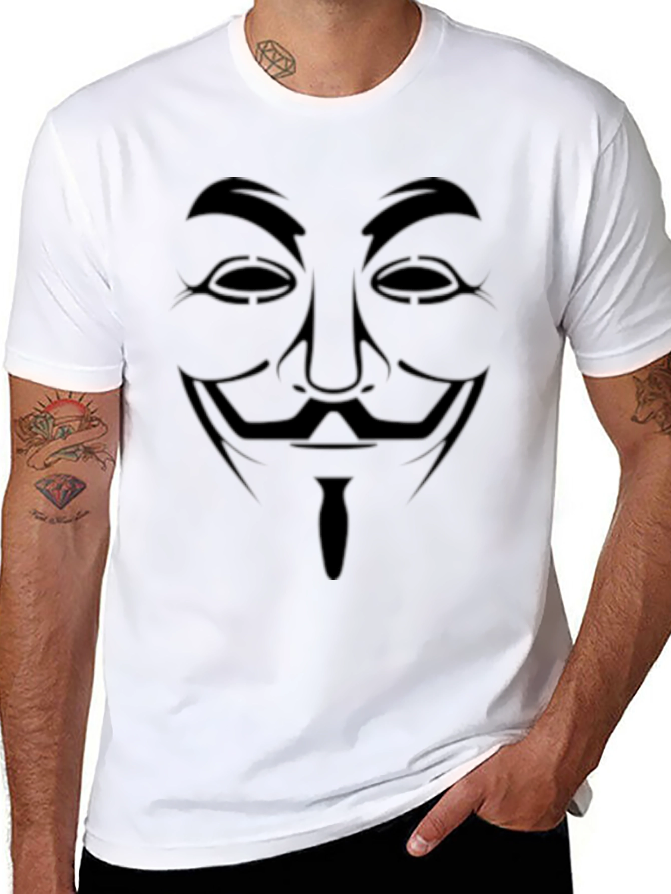 Anonymous Guy Fawkes Mask Graphic T-Shirt - Black