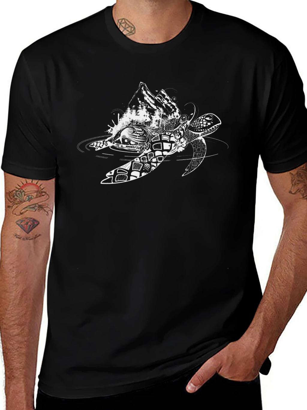 Black Turtle Graphic Tee - Unique Design
