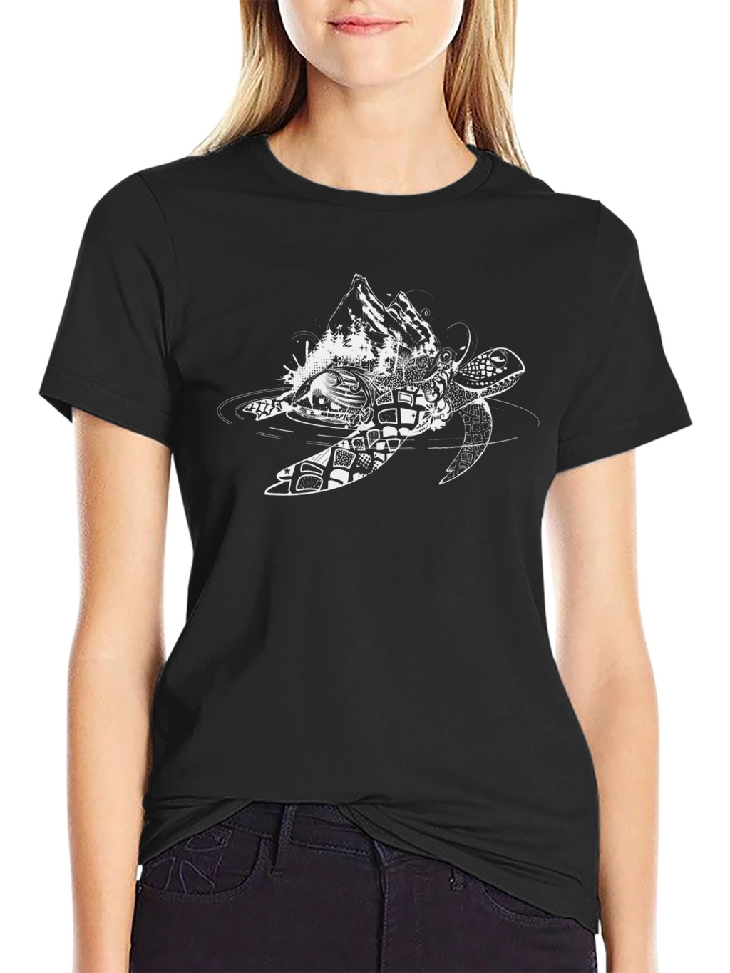Black Turtle Graphic Tee - Unique Design