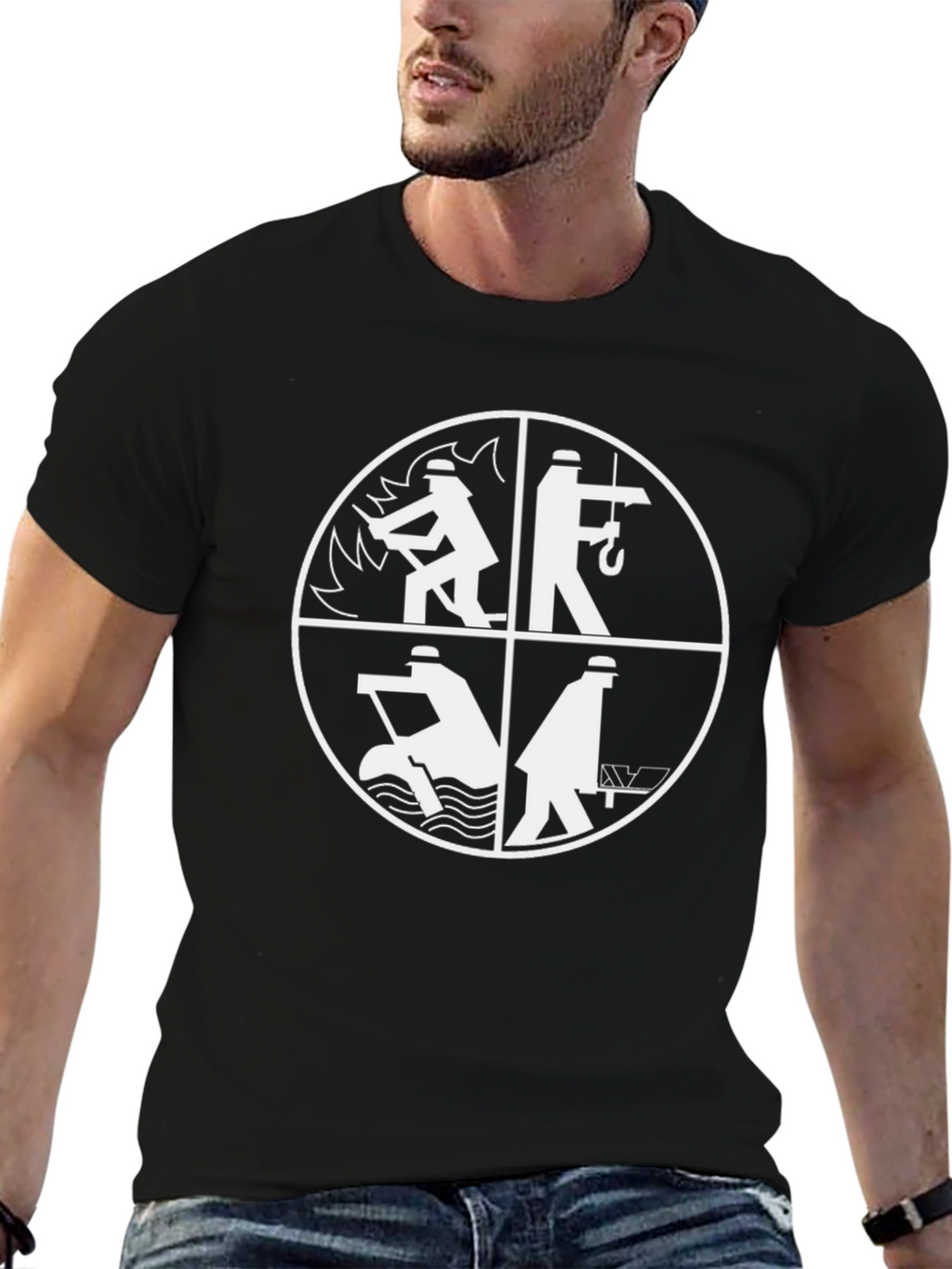 Unique Symbol Graphic Mens Black T-Shirt