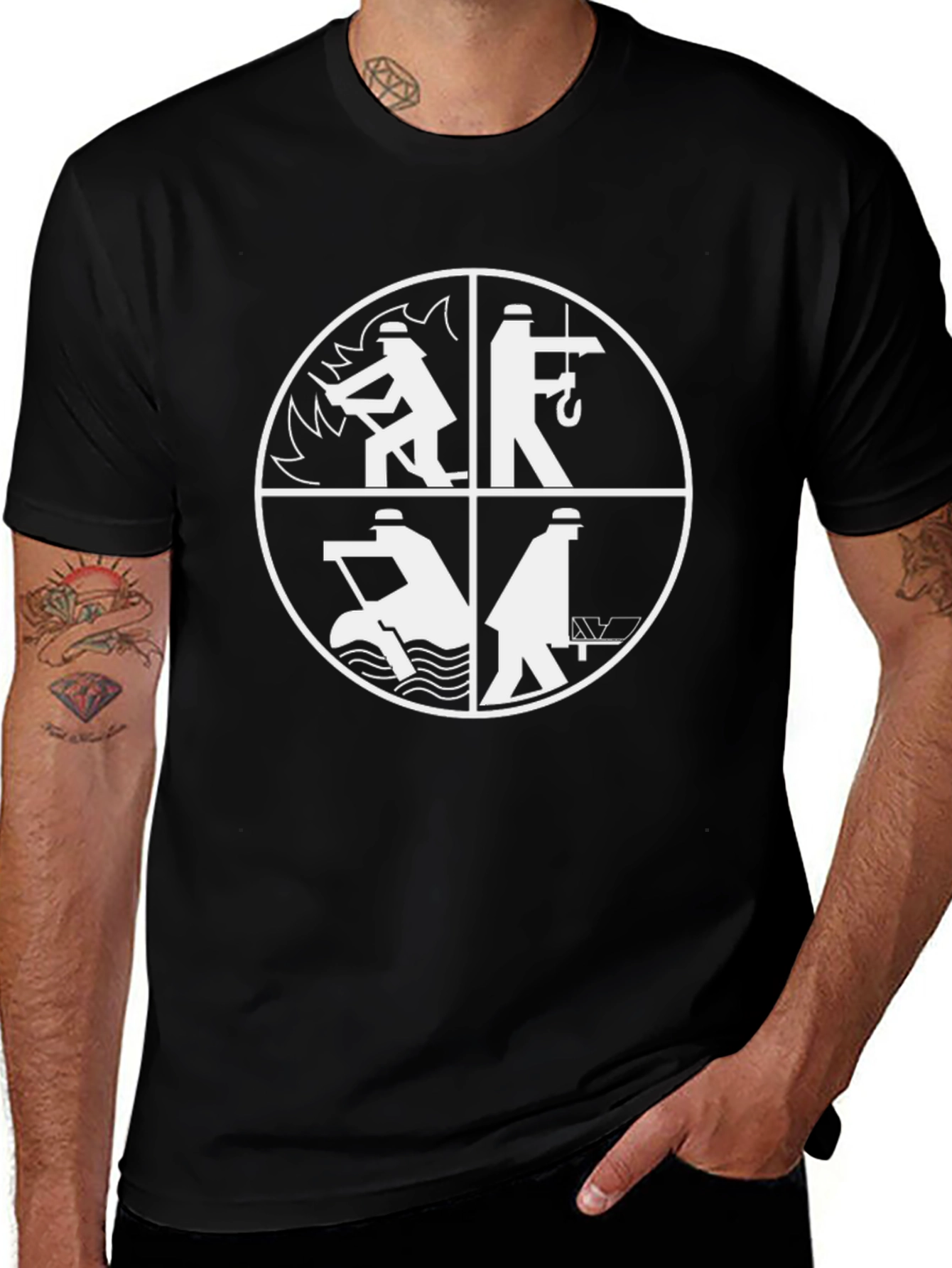 Unique Symbol Graphic Mens Black T-Shirt
