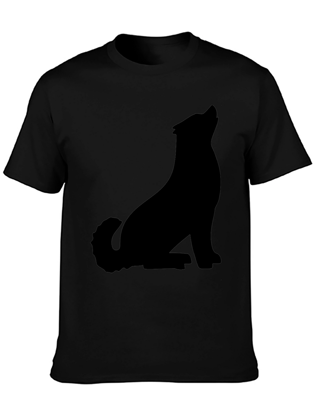 Black T-Shirt with Wolf Silhouette