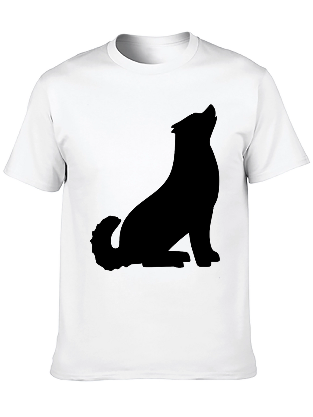 Black T-Shirt with Wolf Silhouette