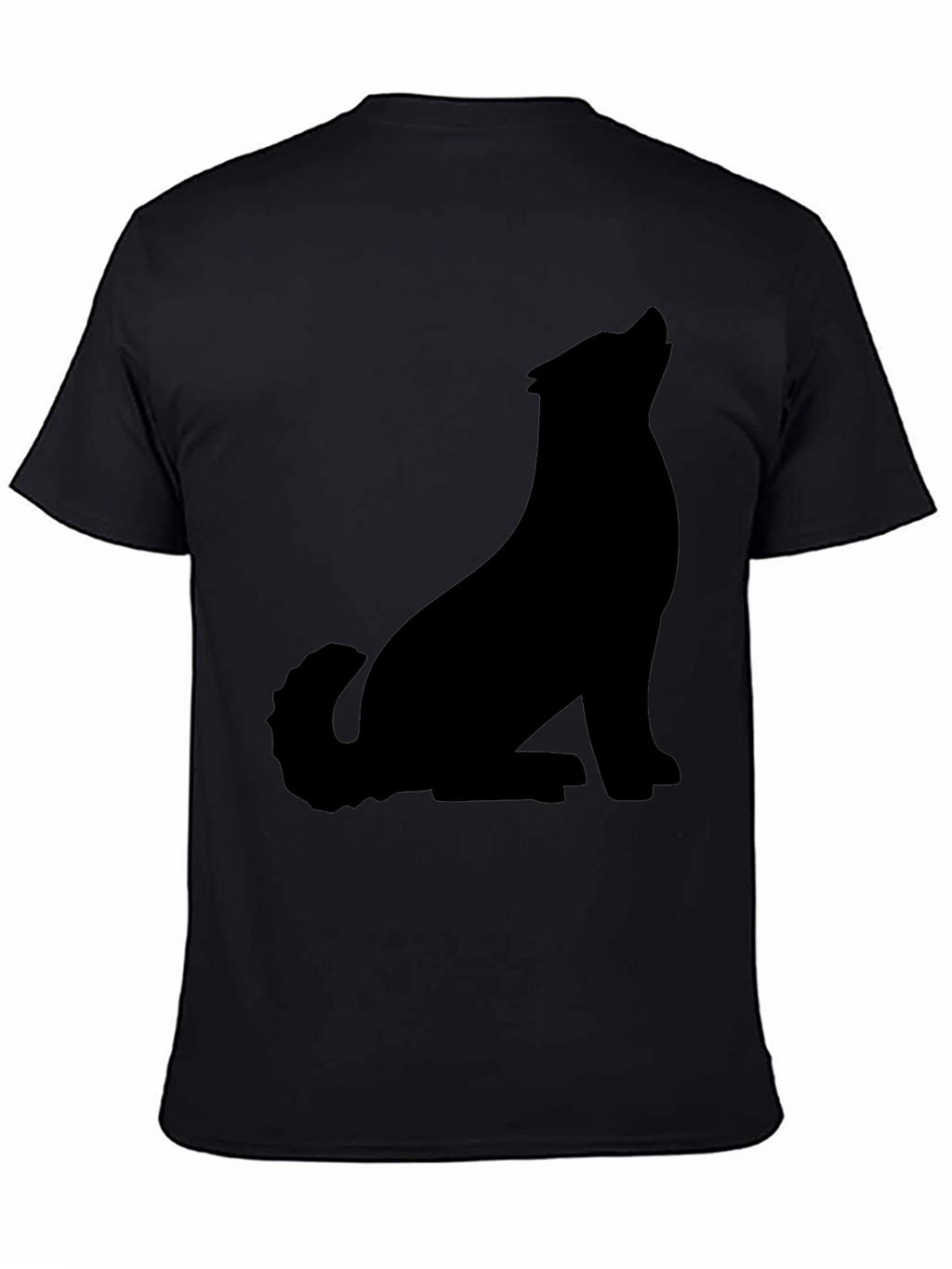 Black T-Shirt with Wolf Silhouette