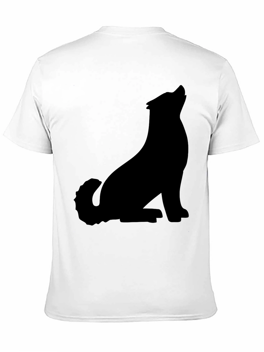 Black T-Shirt with Wolf Silhouette