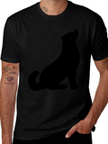 Black T-Shirt with Wolf Silhouette