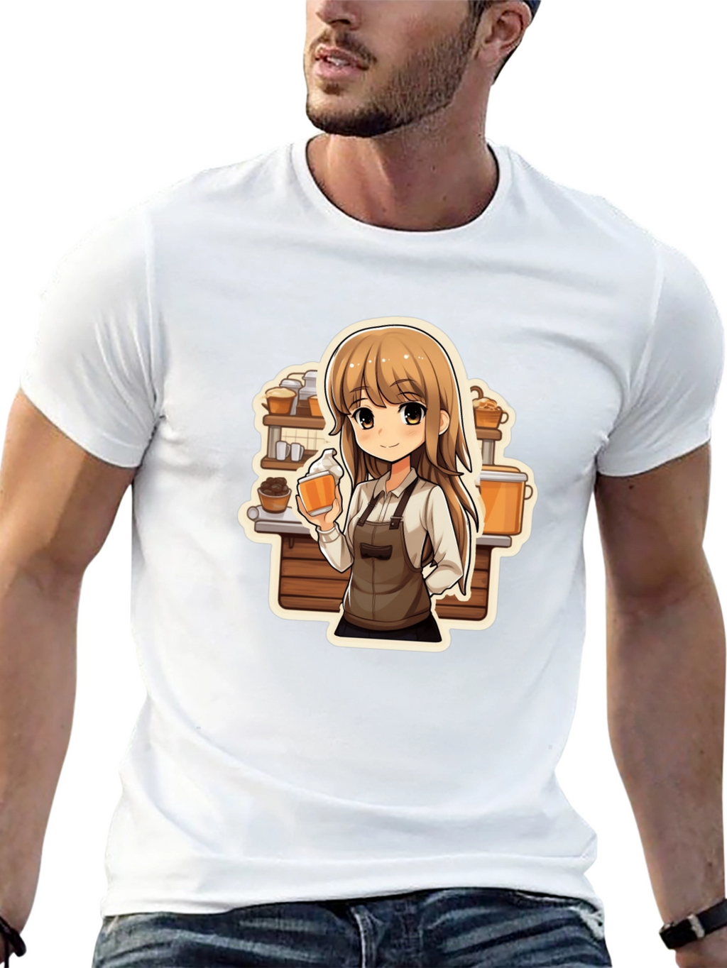 Anime Barista T-Shirt - Unique Manga Style