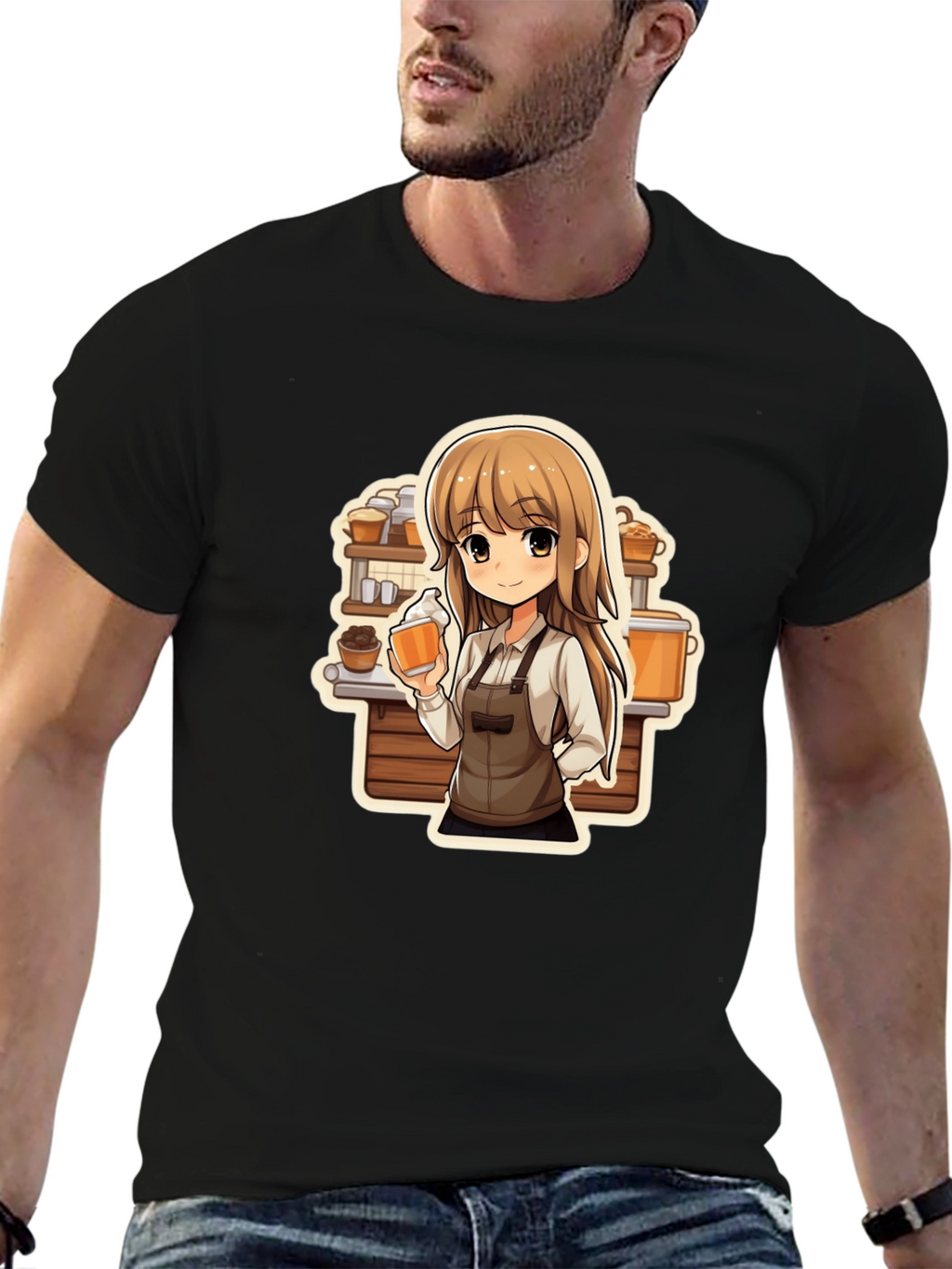 Anime Barista T-Shirt - Unique Manga Style