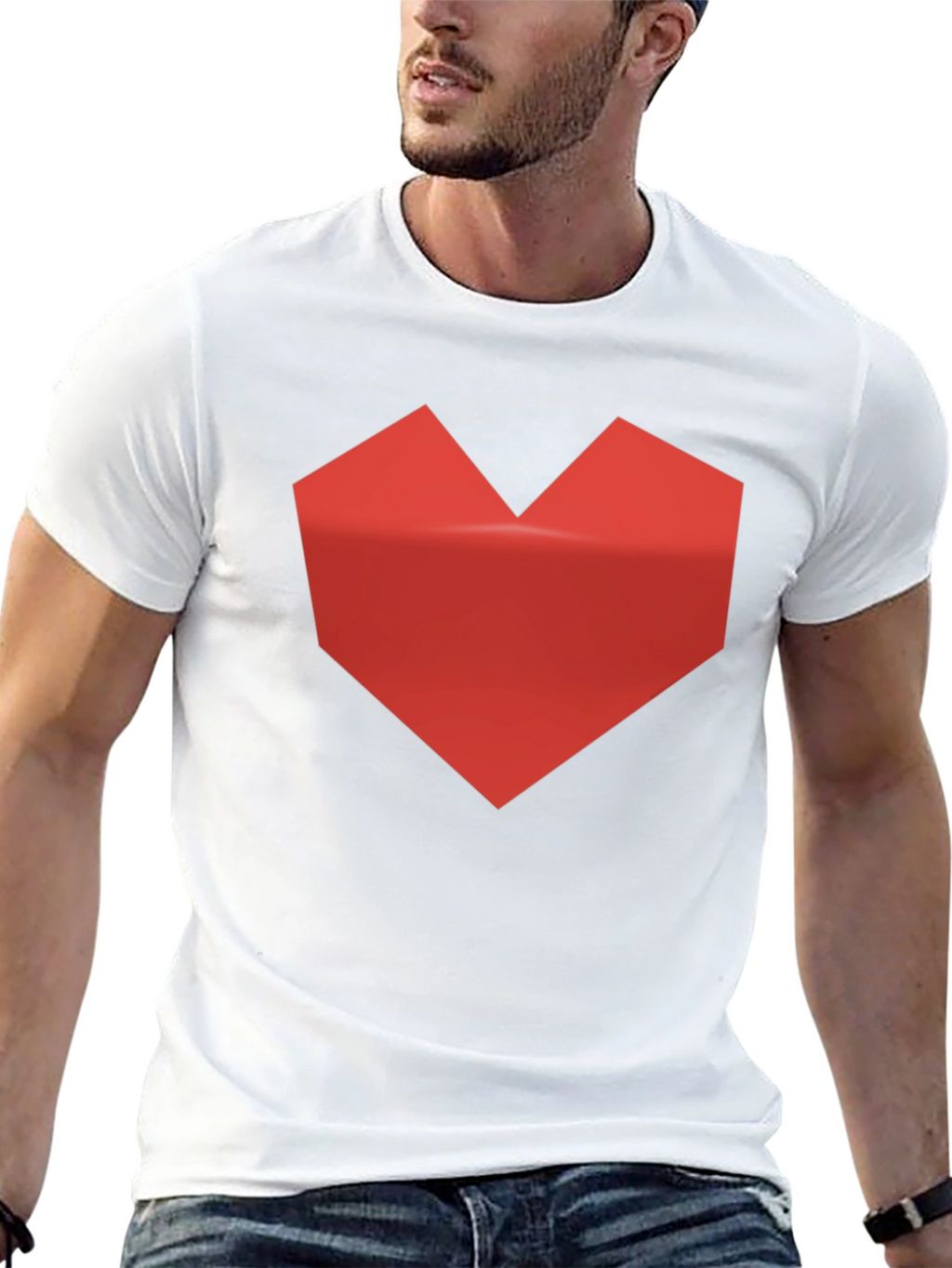 Geometric Heart Graphic Tee - Modern Style
