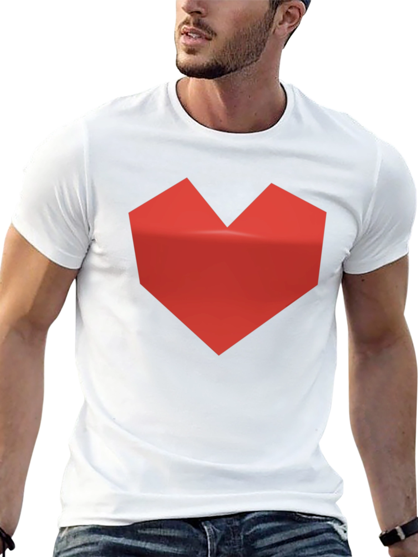 Geometric Heart Graphic Tee - Modern Style