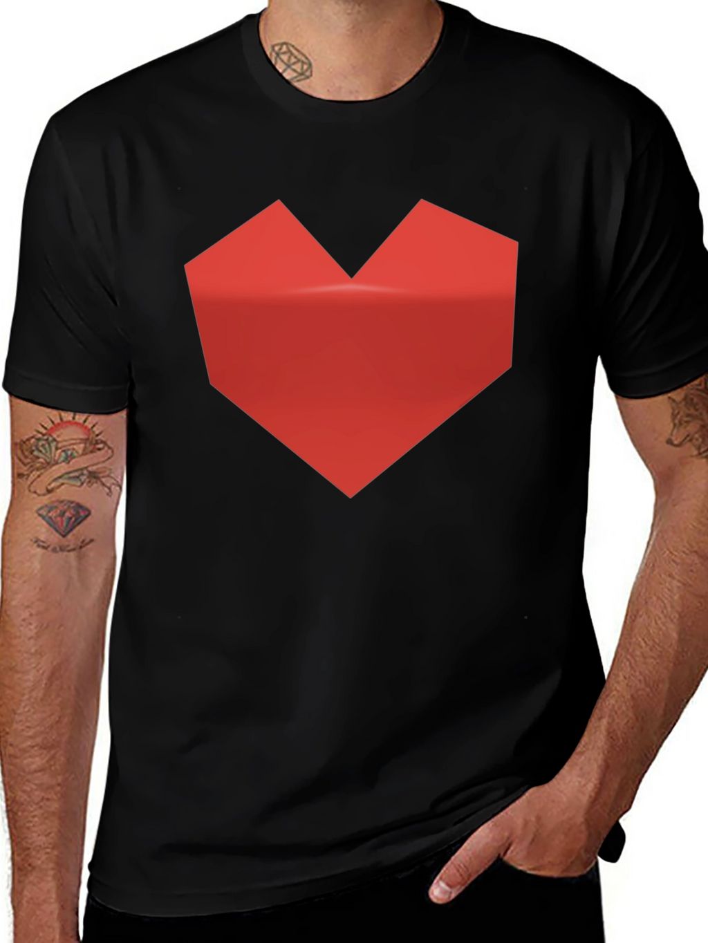 Geometric Heart Graphic Tee - Modern Style