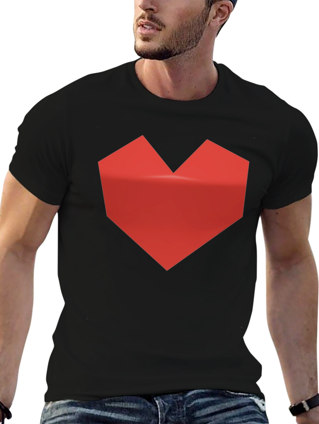 Geometric Heart Graphic Tee - Modern Style