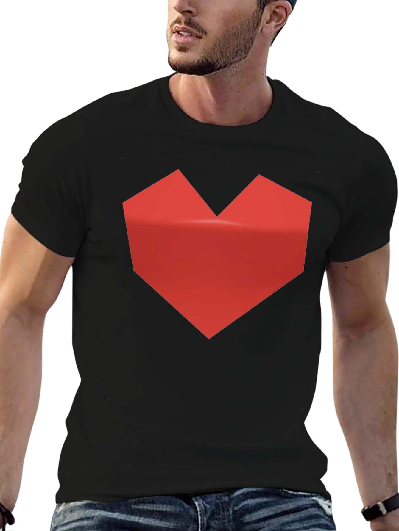 Geometric Heart Graphic Tee - Modern Style